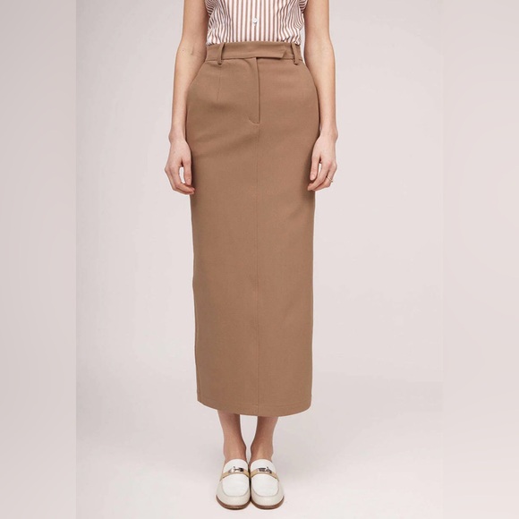 VTG Lauren Ralph Lauren NWT Beige Camel Color Wool Longline Skirt Size 16